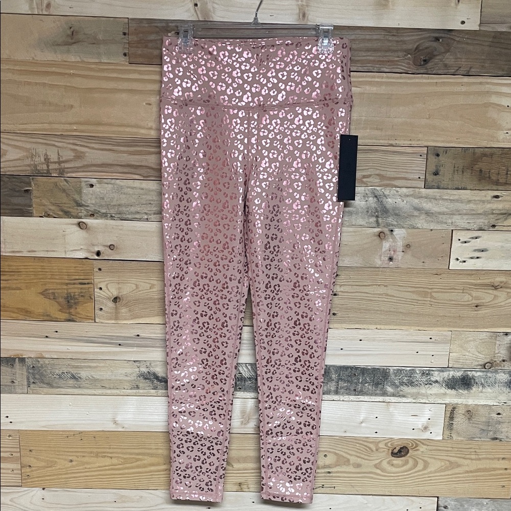Mono B size Large Pink Leopard Print Stretchy Shiny Leggings